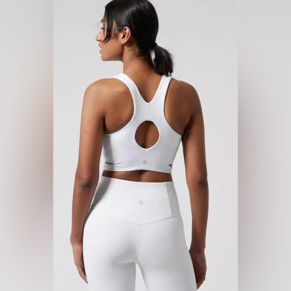 ATHLETA Conscious Cut Out Crop Bra D-DD Cup XL White NWT - Picture 2 of 6